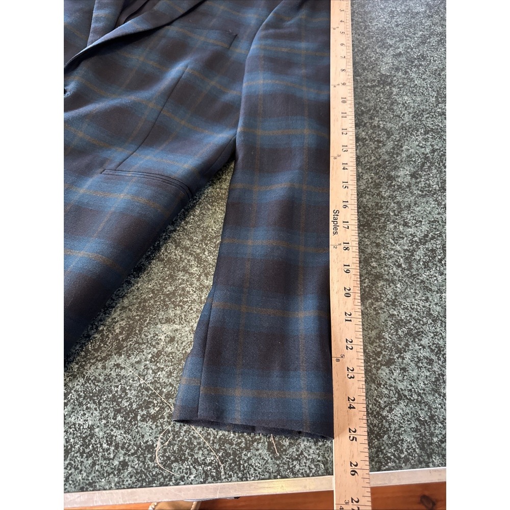 Paul Smith London Men 42/52 Teal Black Windowpane Wool Sport Coat Portugal - Picture 12 of 14